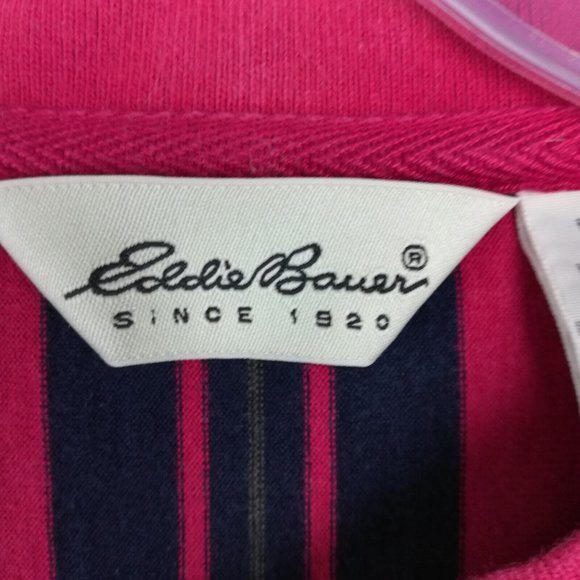 Eddie Bauer Mens Shirt‎ Henley Long Sleeve Red Blue Stripes Pullover L - Picture 12 of 13